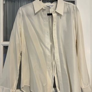 NWOT J Brand cotton button down blouse with buttons down the back.  Cream Size S